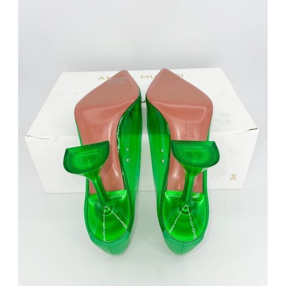 NWT AMINA MUADDI Begum Green Pointed Toe Crystal Brooch Glass Pumps Size… - Picture 15 of 16